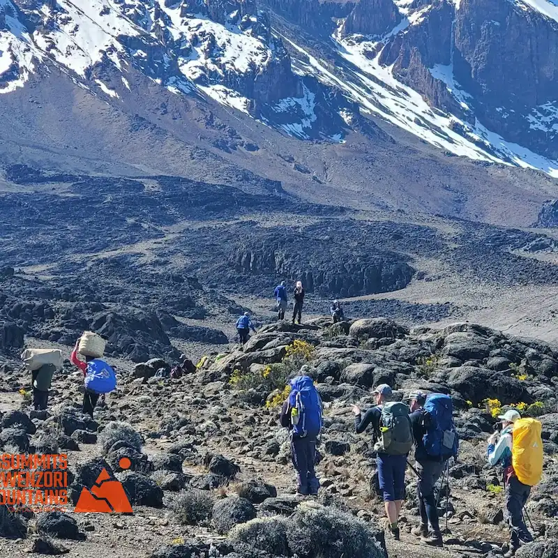 Mount Kilimanjaro Hiking Climbers on Kilimanjaro Summit Trek