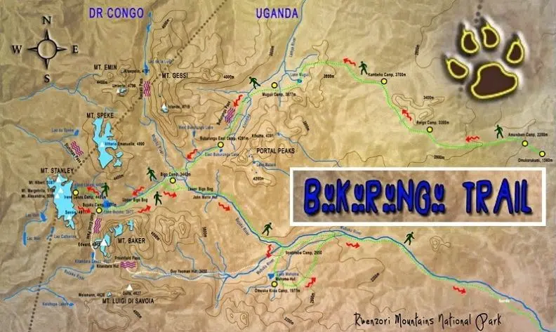 Rwenzori Maps & Topography Bukurungu Trail Map