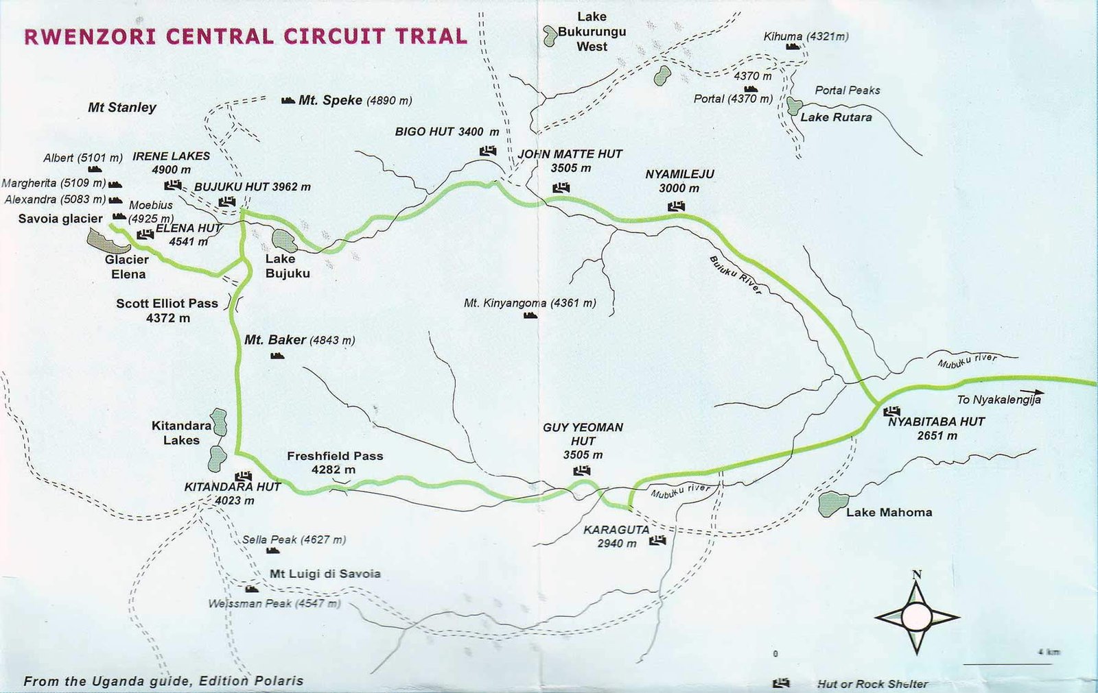 Rwenzori Maps & Topography Central Circuit Map