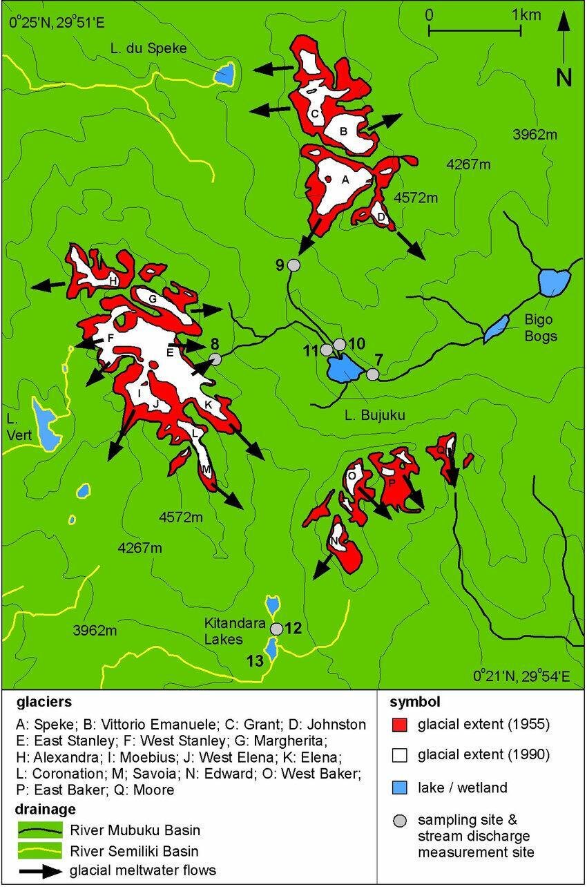 Rwenzori Maps & Topography Rwenzori Glaciers Map