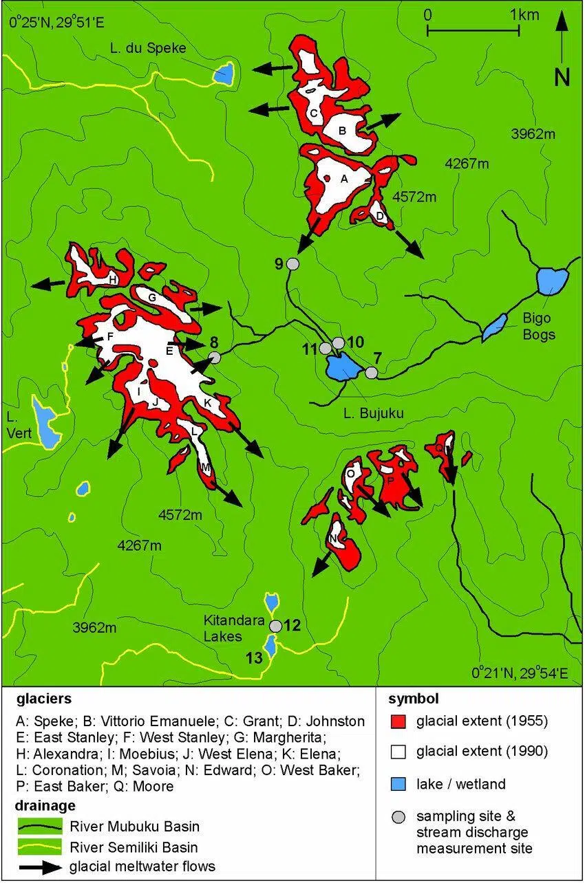 Rwenzori Maps & Topography Rwenzori Glaciers Map
